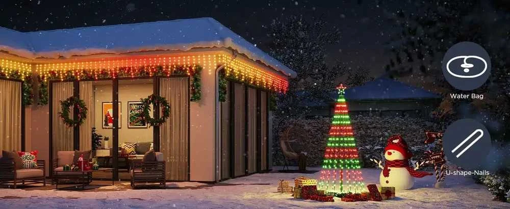 Govee H6840 kūgio formos medžių šviestuvai | LED apšvietimas | RGBIC, 1,82 m, 2,4 GHz „Wi-Fi“ + „Bluetooth“