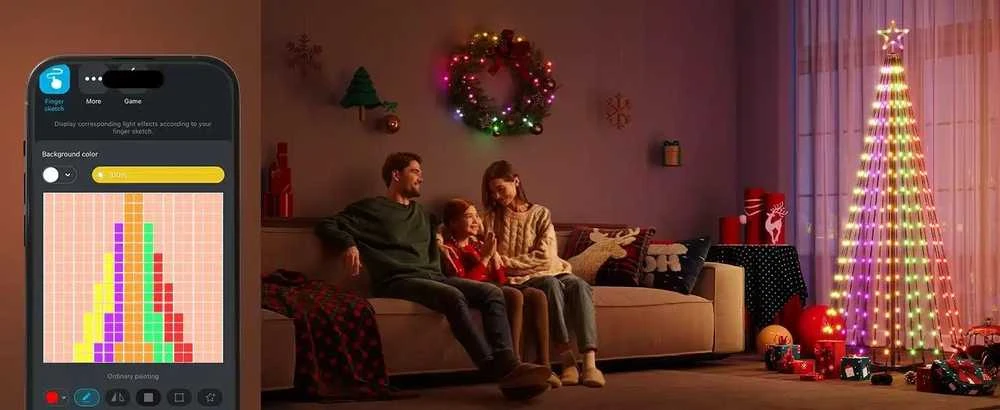 Govee H6840 kūgio formos medžių šviestuvai | LED apšvietimas | RGBIC, 1,82 m, 2,4 GHz „Wi-Fi“ + „Bluetooth“