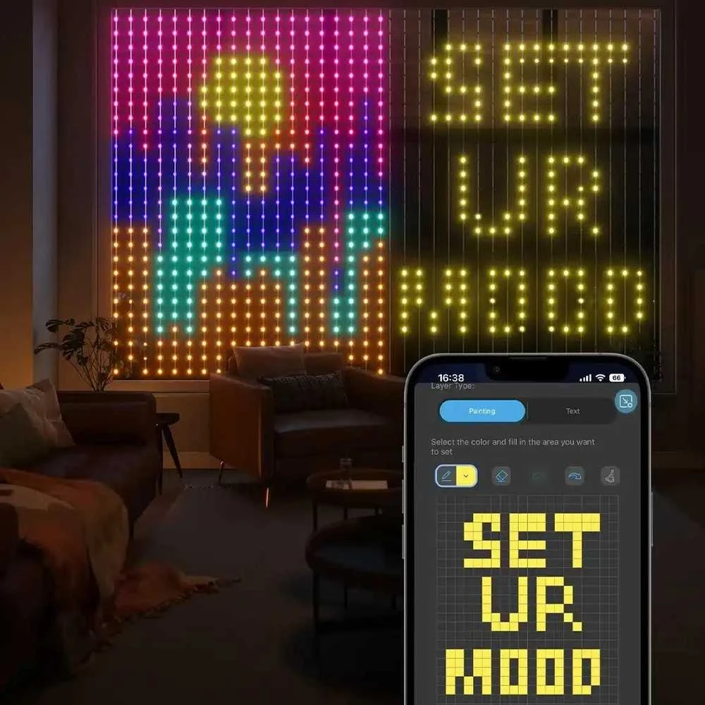 Govee H70B1 Užuolaidinis šviestuvas | LED užuolaida | „Wi-Fi“, „Bluetooth“, RGBIC, IP65