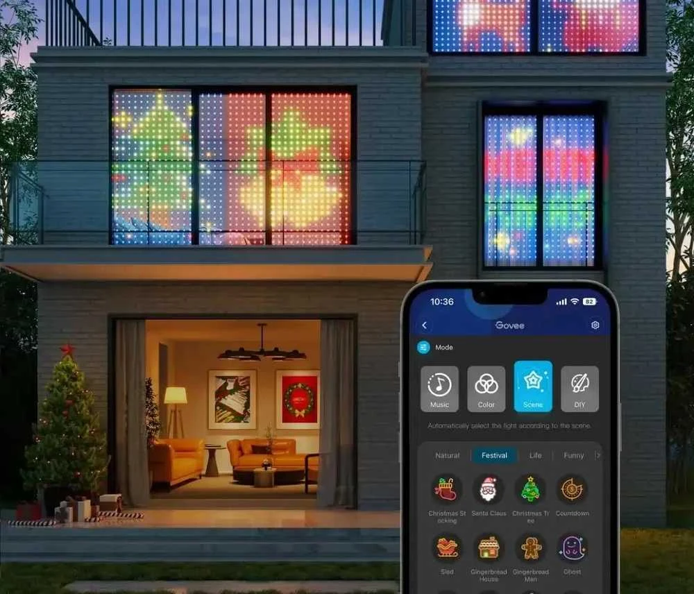 Govee H70B1 Užuolaidinis šviestuvas | LED užuolaida | „Wi-Fi“, „Bluetooth“, RGBIC, IP65