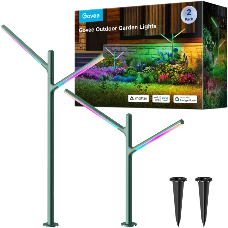 Govee H7086 RGBICWW LED sodo šviestuvai | RGBWW, 1100 lm, 2,4 GHz „Wi-Fi“ + „Bluetooth“, IP66