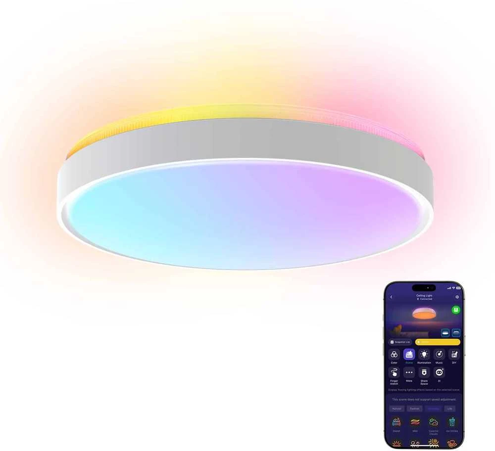 „Govee“ apvalus išmanusis lubinis šviestuvas | Pakankamai galingas LED šviestuvas | 4300 lm | 2700K–6500K | 2,4 GHz | „Wi-Fi“ + „BT“