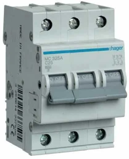 Automatinis jungiklis Hager MC325 (25A, 3P, 400V, 6kA)