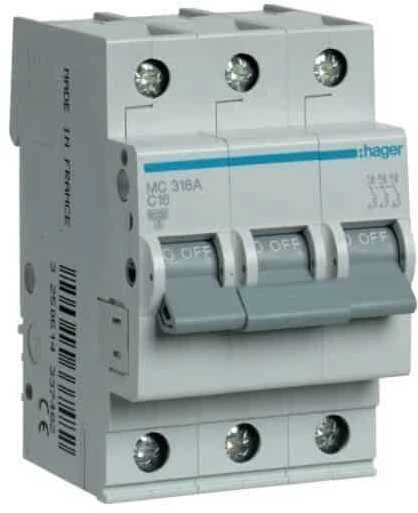 Automatinis jungiklis Hager MC332 (32A, 3P, 400V, 6kA)
