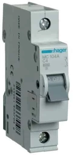 Hager MC104 C4A automatinis jungiklis (1P, 4A, DIN)