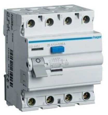 Srovės nuotekio relė Hager CD440J (AC, 40A, 4P, 30mA, 230V)