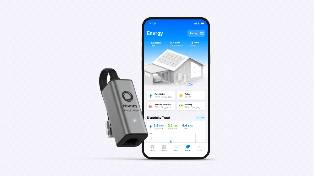 Homey Energy Dongle adapteris skirtas P1 suderinamiems energijos skaitikliams