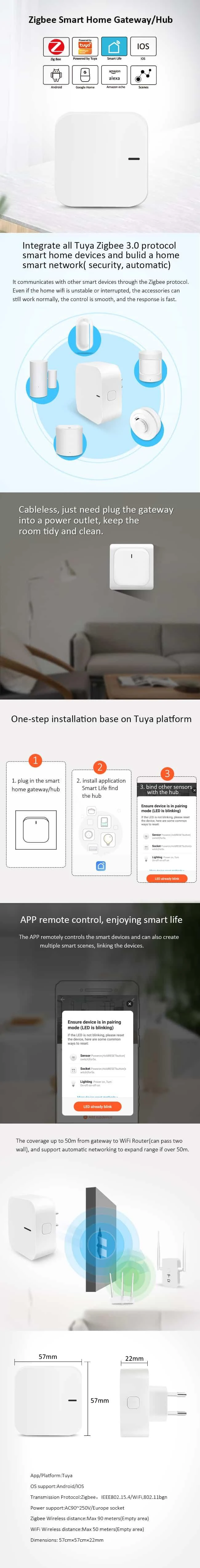 Reolink Išmanių namų sąsaja tarp ZigBee ir Wi-Fi įrenginių Smart Home Gateway E1, NOUS