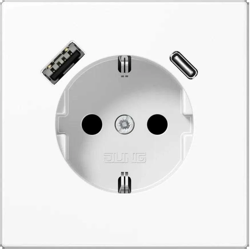 Kištukinis lizdas su USB+USB-C JUNG LS1520-15CAWW (baltas, 16A/250V)