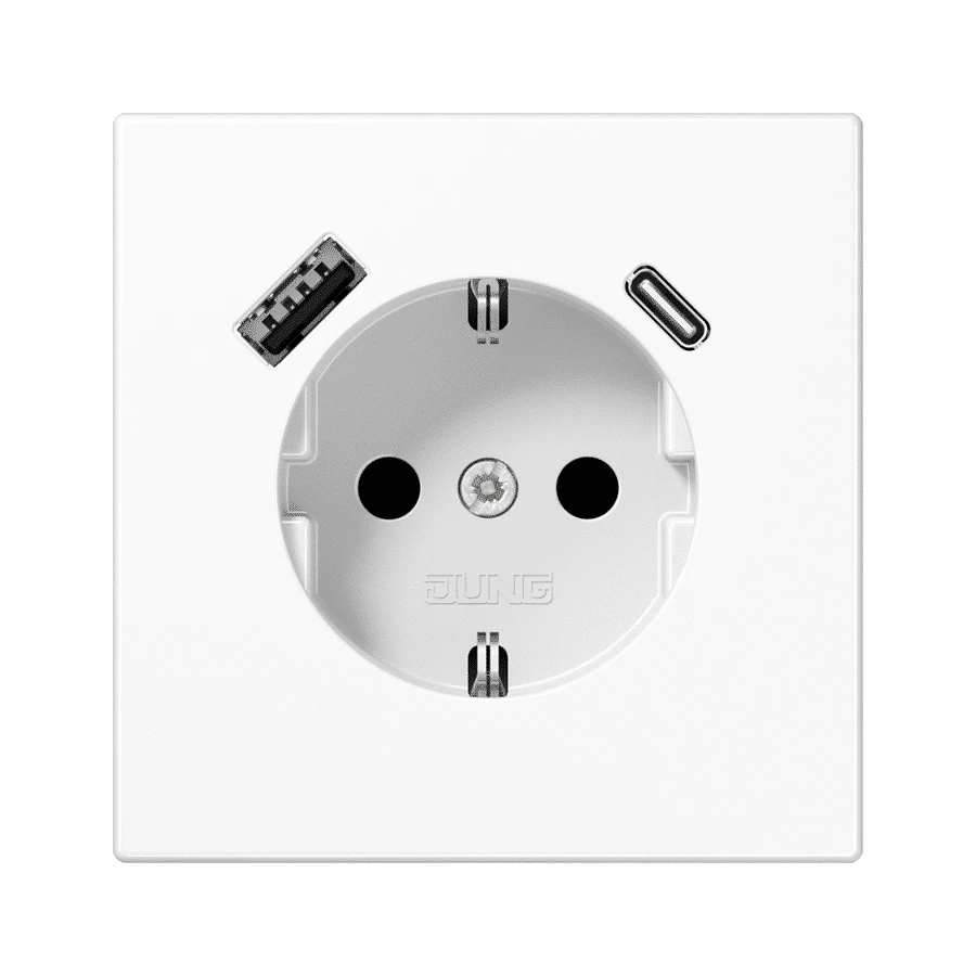 Kištukinis lizdas su USB+USB-C JUNG LS1520-15CAWW (baltas, 16A/250V)