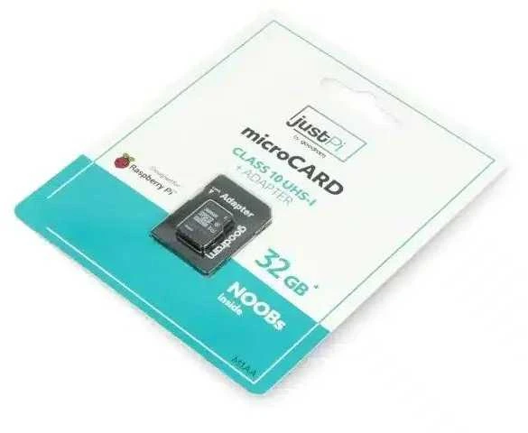 justPi Micro SD atminties kortelė 32GB 100MB/s klasė 10 + Raspberry Pi OS sistema