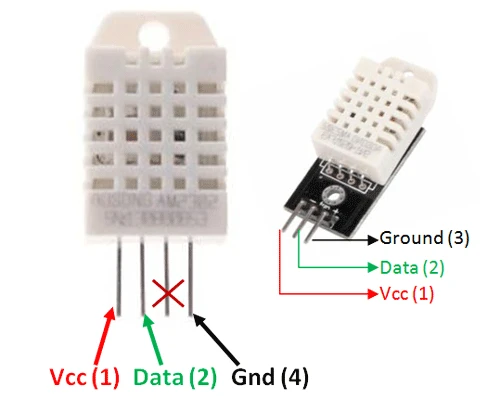 Kita Temperatūros ir drėgmės jutiklis DHT22 (AM2302) - modulis + laidai