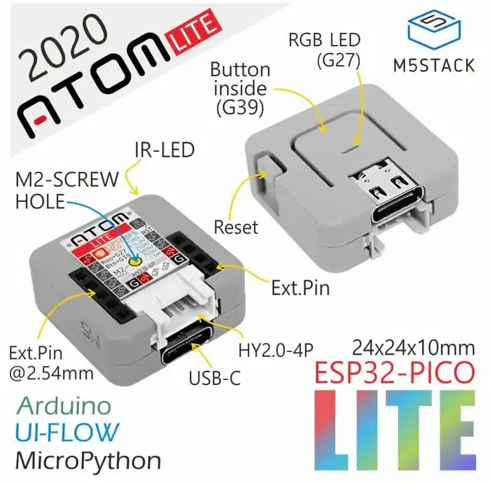 M5Stack ATOM Lite ESP32 Development Kit modulis