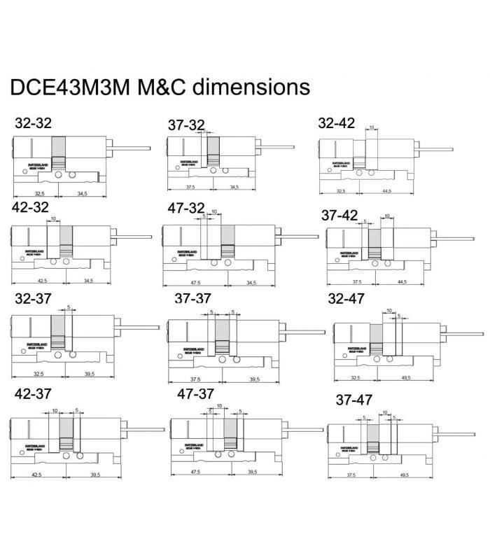 M&C modulinis cilindras Danalock V3 spynai, vidinis ilgis 30mm