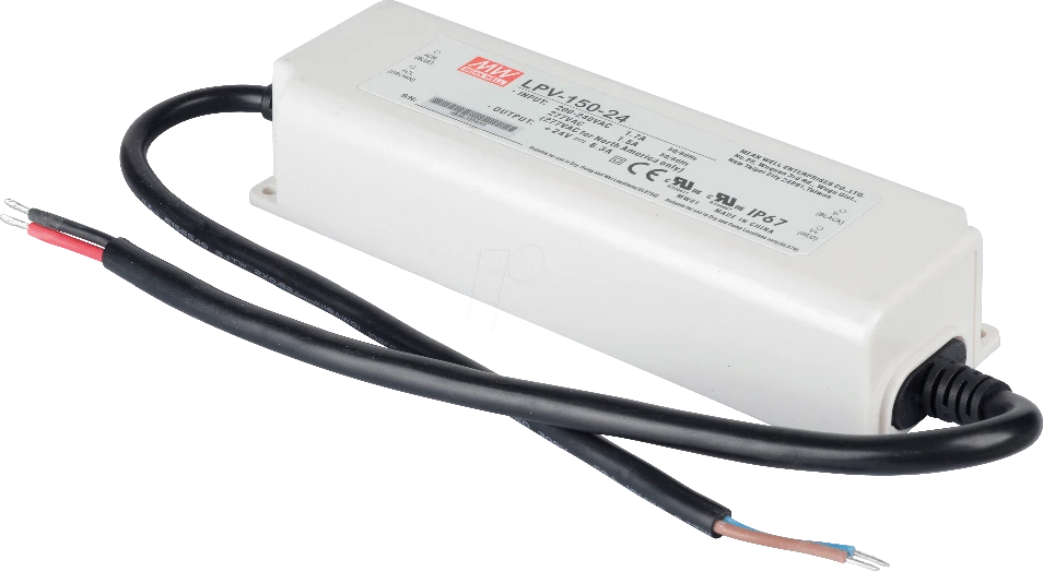 Impulsinis maitinimo šaltinis LED 24V 150W 6.3A, IP67, MEAN WELL LPV-150-24
