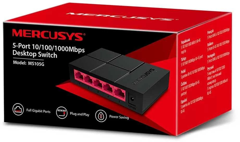 Šakotuvas TP-Link „Mercusys“ | Komutatorius | MS105G | Nevaldomas | Stalinis | Maitinimo šaltinio tipas: Išorinis