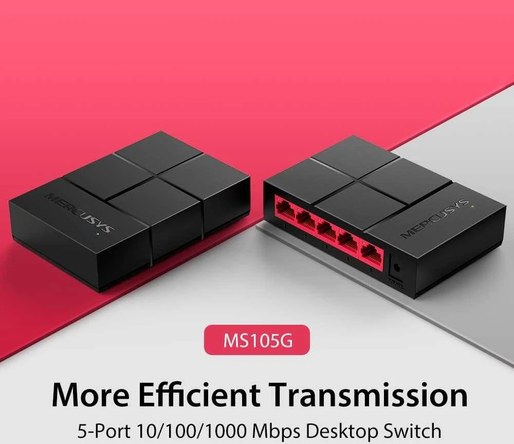 Šakotuvas TP-Link „Mercusys“ | Komutatorius | MS105G | Nevaldomas | Stalinis | Maitinimo šaltinio tipas: Išorinis