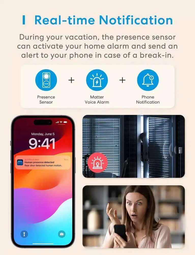 Meross MS600 wifi būvio sensorius Matter