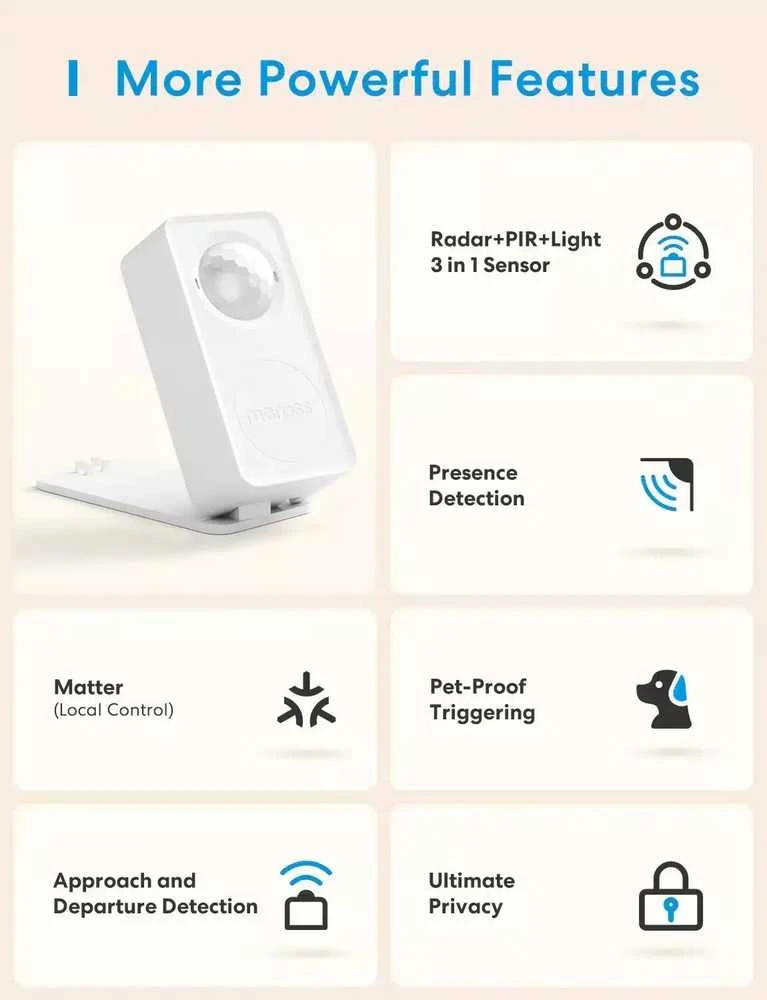 Meross MS600 wifi būvio sensorius Matter