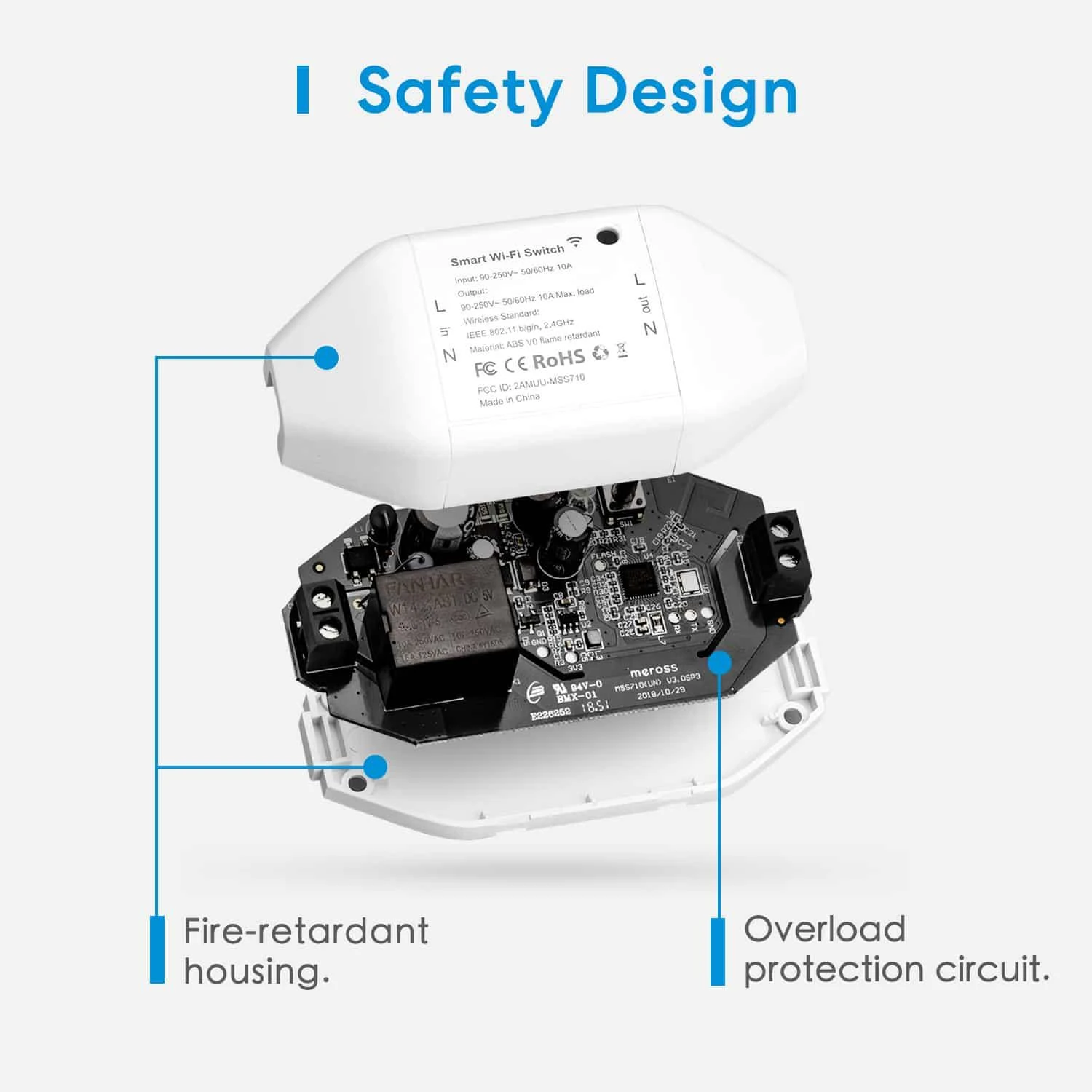 Meross MSS710HK išmanioji 1 kanalo relė veikia su Apple Homekit