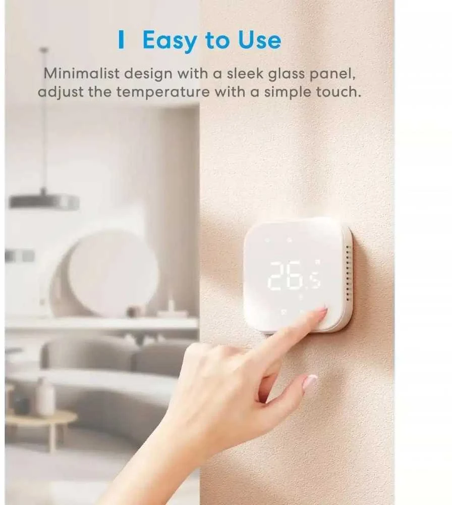 Meross MTS215 Wifi termostatas Katilo / vandens šildymo sistemai Apple Homekit, Matter juodas