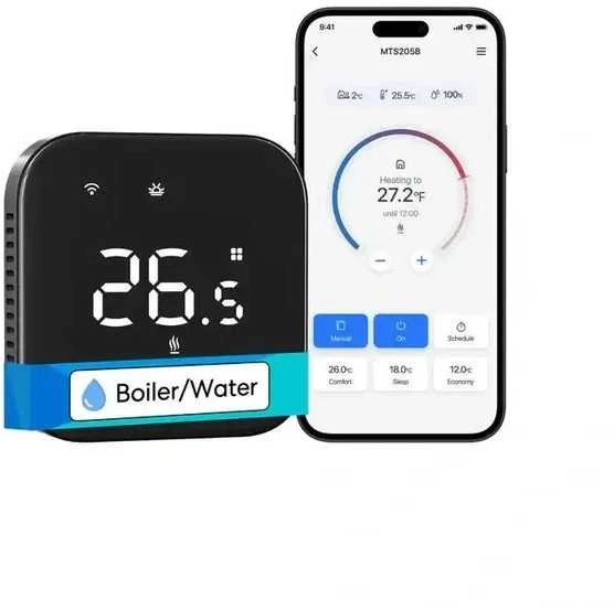 Meross MTS215 Wifi termostatas Katilo / vandens šildymo sistemai Apple Homekit, Matter juodas