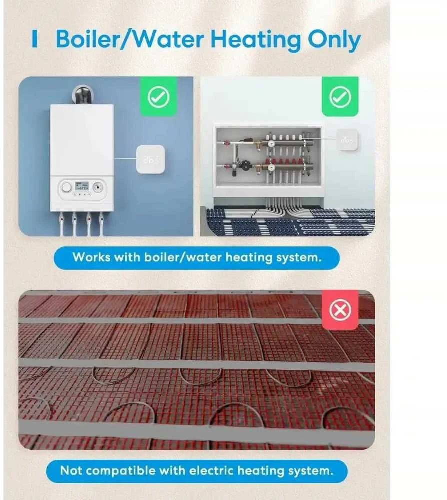 Meross MTS215 Wifi termostatas Katilo / vandens šildymo sistemai Apple Homekit, Matter juodas
