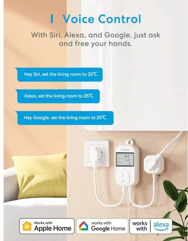 Meross MTS960HK išmanus Wifi termostatas šildymui/ šaldymui