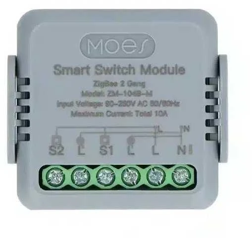Tuya – 2 kanalų mini ZigBee įskiepio relė – Android/iOS programa – Moes ZM-104B-M