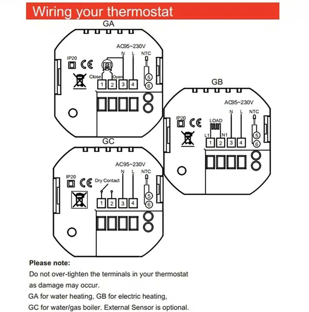 Moes BHT-002-GC išmanusis WIFI termostatas skirtas katilo/boilerio valdymui TUYA
