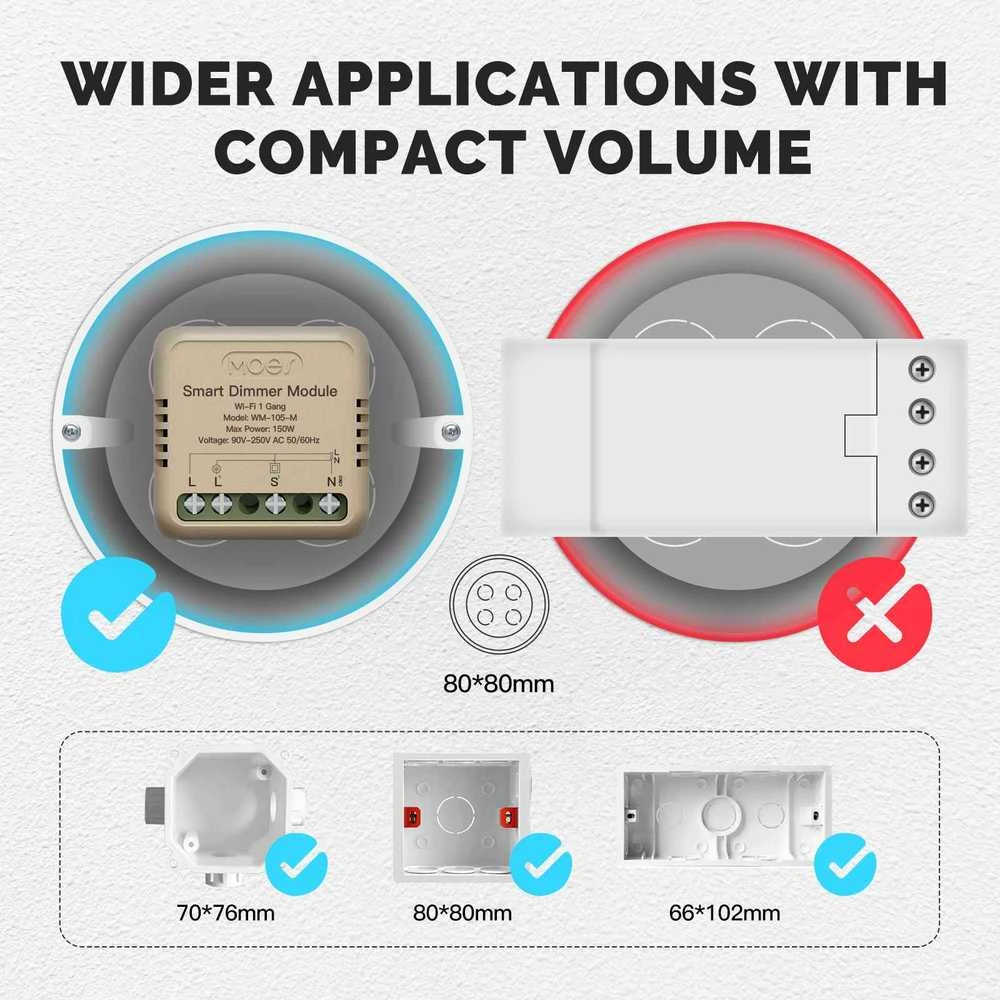 Moes Dimmer išmanusis 1 kanalo Wifi šviesos reguliatorius (WM-105-M)