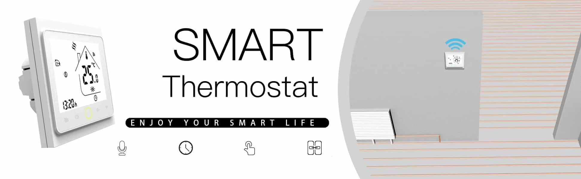 Moes WHT-022-GB Termostatas elektrinei šildymo sistemai su temperatūros sensoriumi grindims