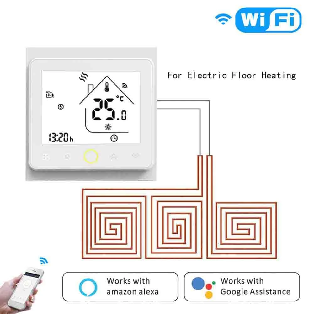 Moes WHT-022-GB Termostatas elektrinei šildymo sistemai su temperatūros sensoriumi grindims