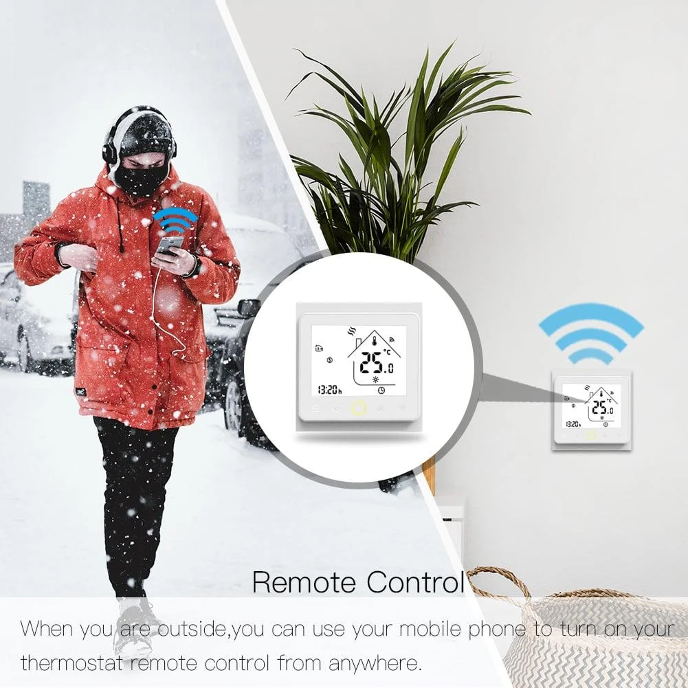 Moes WHT-022-GB Termostatas elektrinei šildymo sistemai su temperatūros sensoriumi grindims