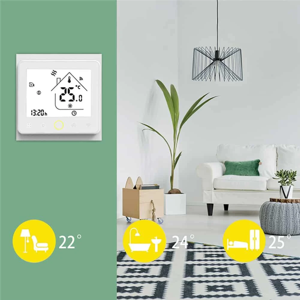 Moes WHT-022-GB Termostatas elektrinei šildymo sistemai su temperatūros sensoriumi grindims