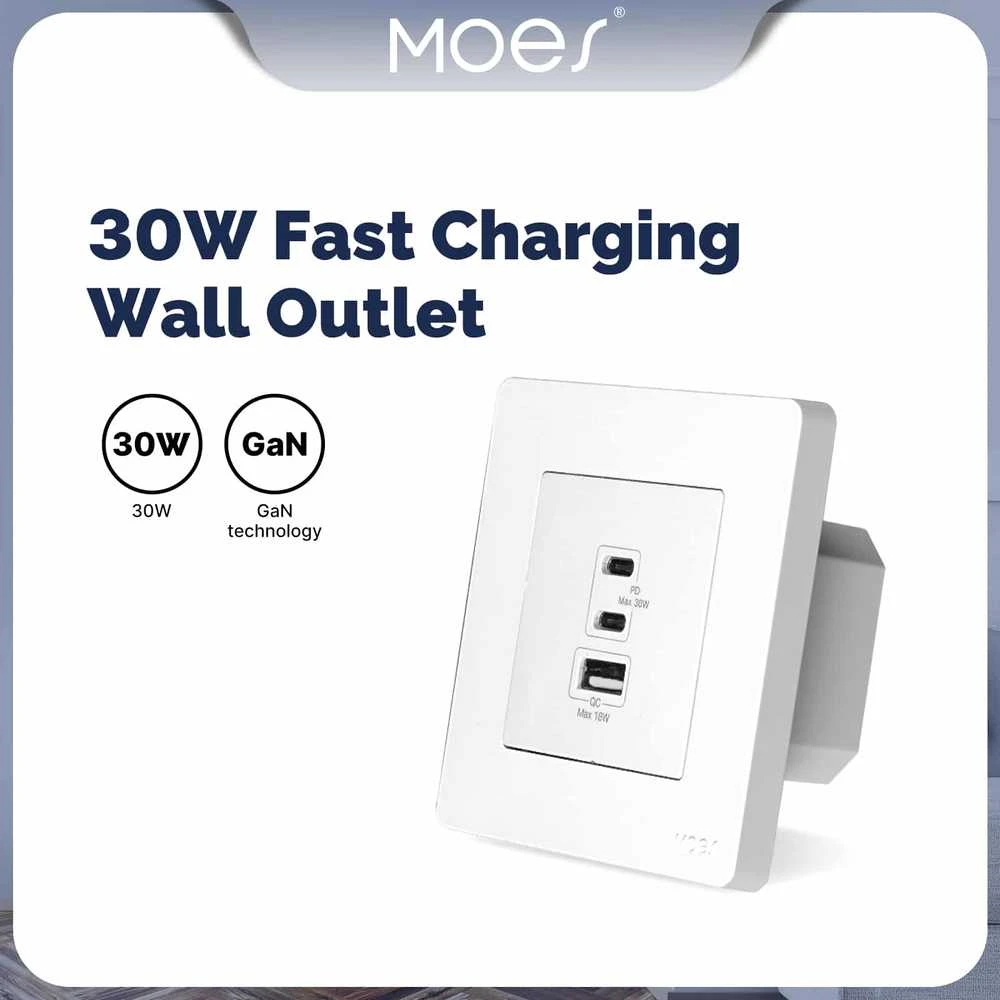 Moes Wi-Fi USB 30W elektros kištukas, pakrovėjas (TUYA)