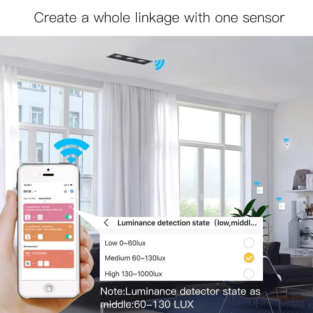 Moes WSS-LS wifi išmanusis šviesos sensorius valdomas programėle Tuya / Smart life