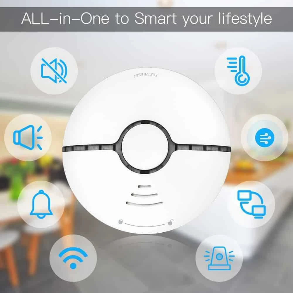 Moes WSS-S išmanusis bevielis wifi dūmų jutiklis, detektorius su sirena valdomas Tuya, Smart life