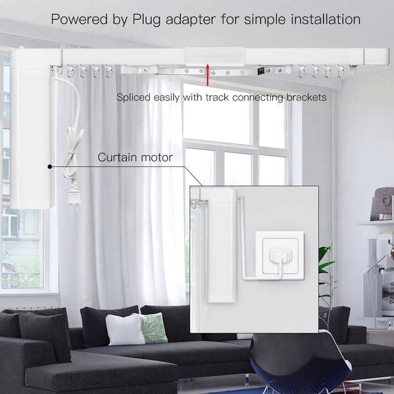 Moes Zigbee užuolaidų bėgelis 4.2m ilgio su elektriniu motoru TUYA