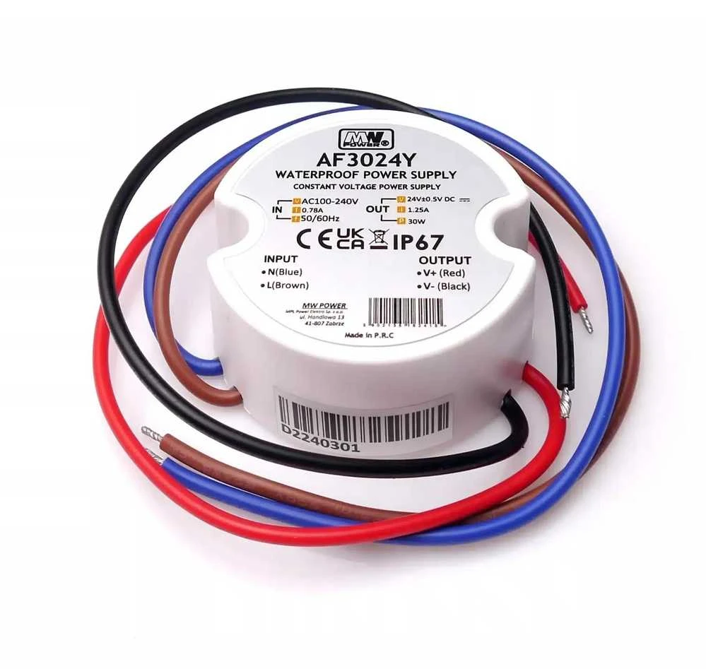 MW Power maitinimo šaltinis 24V 30W IP67 (AF3024Y)