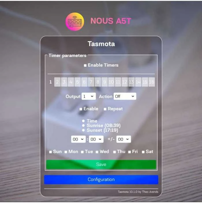 NOUS A5T Wifi Tasmota išmanusis prailgintuvas 3 kanalų 15A