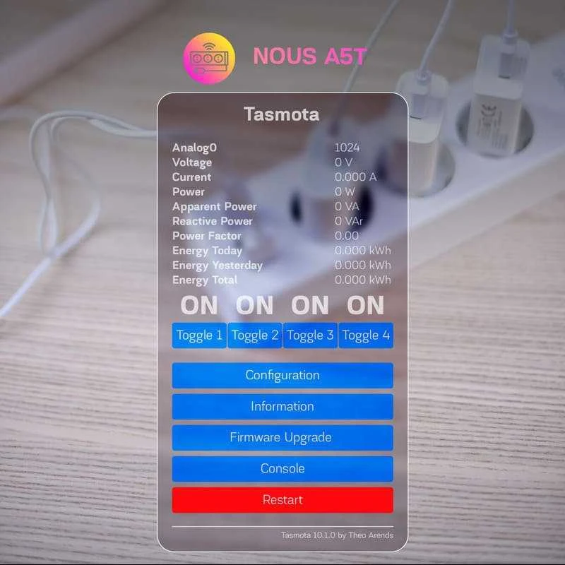 NOUS A5T Wifi Tasmota išmanusis prailgintuvas 3 kanalų 15A