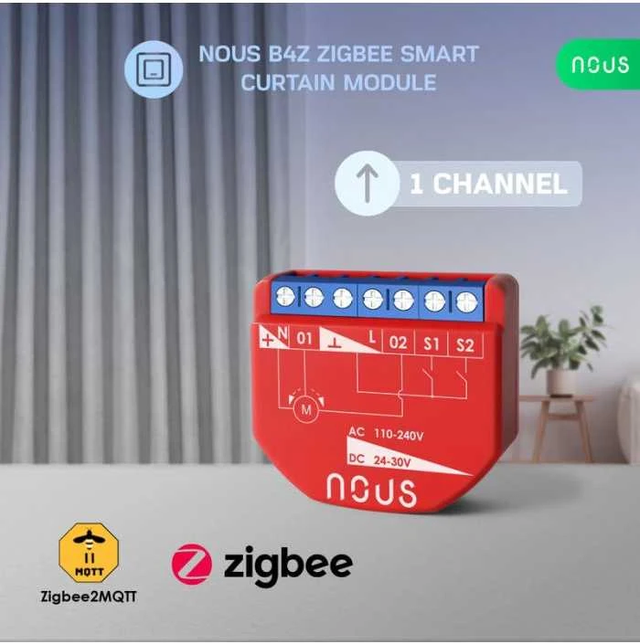NOUS B4Z Zigbee variklio (užuolaidų) valdiklis