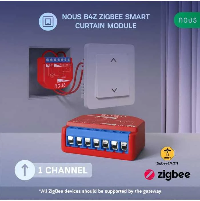 NOUS B4Z Zigbee variklio (užuolaidų) valdiklis