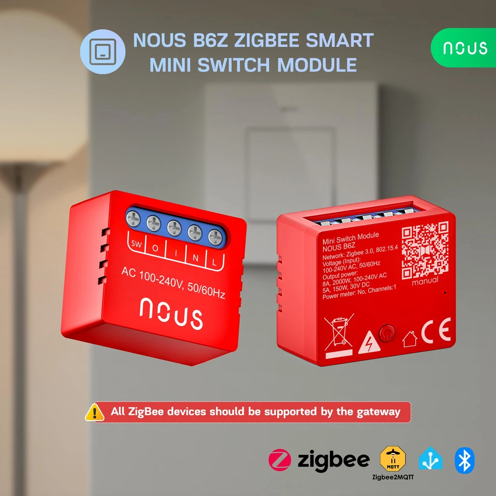 Nous B6Z ZigBee Mini 1 kanalo relė 8A