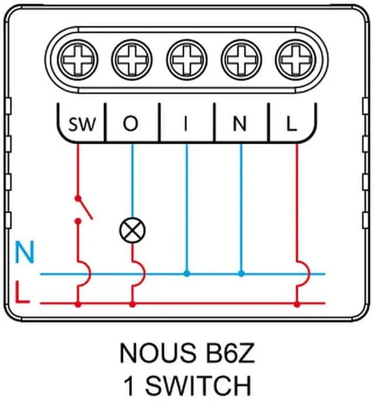 Nous B6Z ZigBee Mini 1 kanalo relė 8A