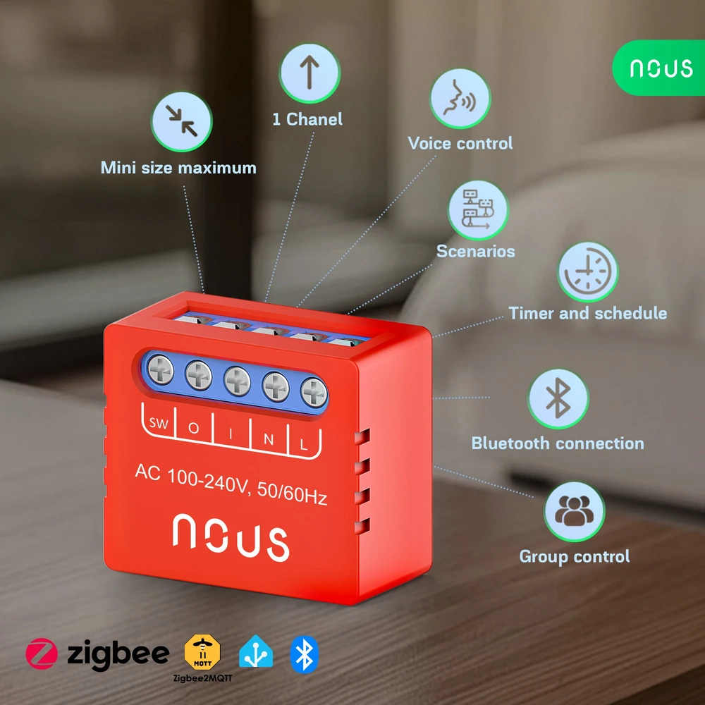 Nous B6Z ZigBee Mini 1 kanalo relė 8A