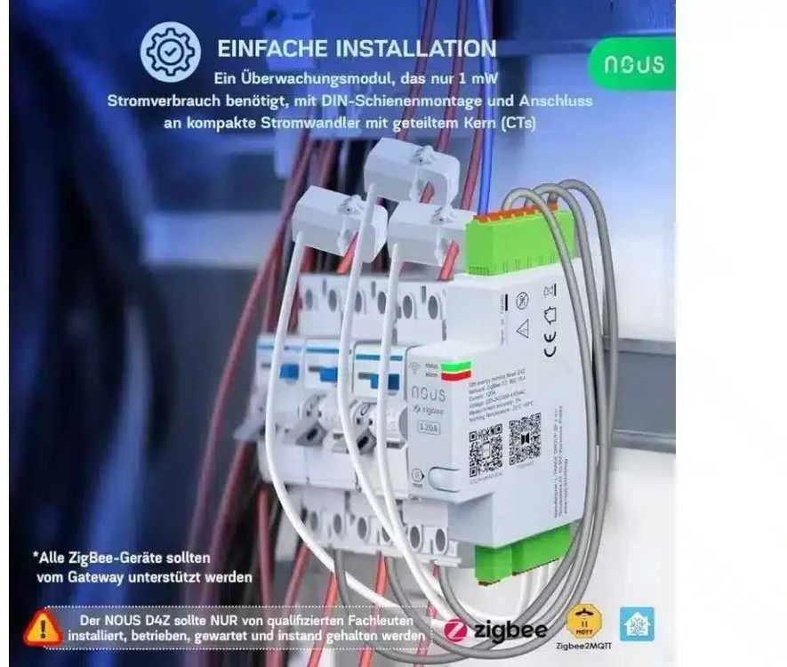 NOUS D4Z Zigbee 3.0 120A DIN 3 fazių elektros sąnaudų skaitiklis
