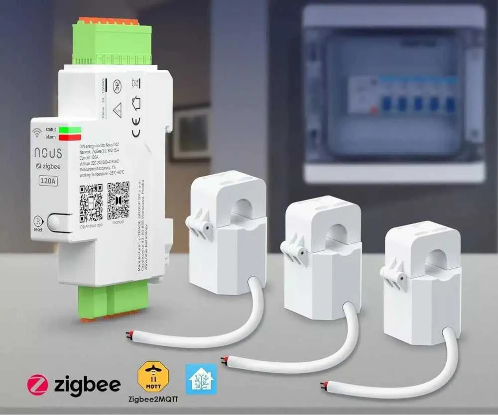 NOUS D4Z Zigbee 3.0 120A DIN 3 fazių elektros sąnaudų skaitiklis
