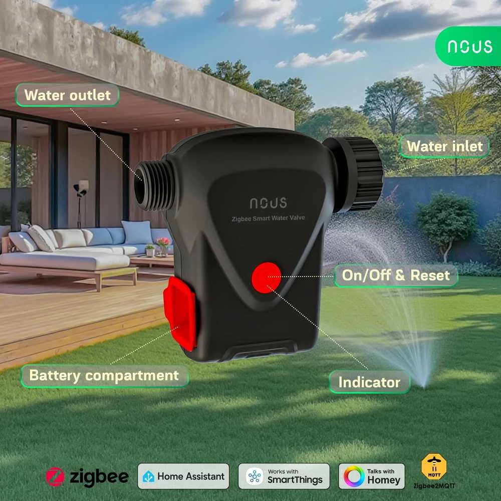 Nous L14 Zigbee išmanusis vandens vožtuvas IP66